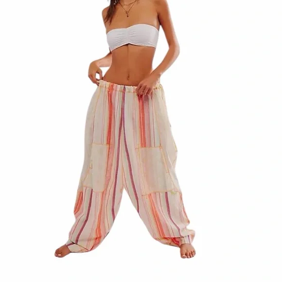 Free People dream in color convertible Yellow Striped Pants/Romper, jumpsuit,NWT - Picture 3 of 8